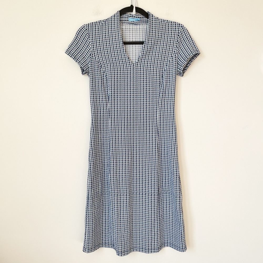 J.McLaughlin Catalina Cloth Ivana Dress Womens XS Navy Blue Geometric